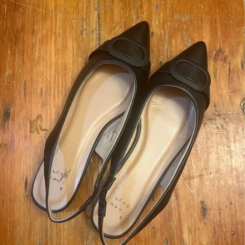 a new day Black Slingback Flats Size 8